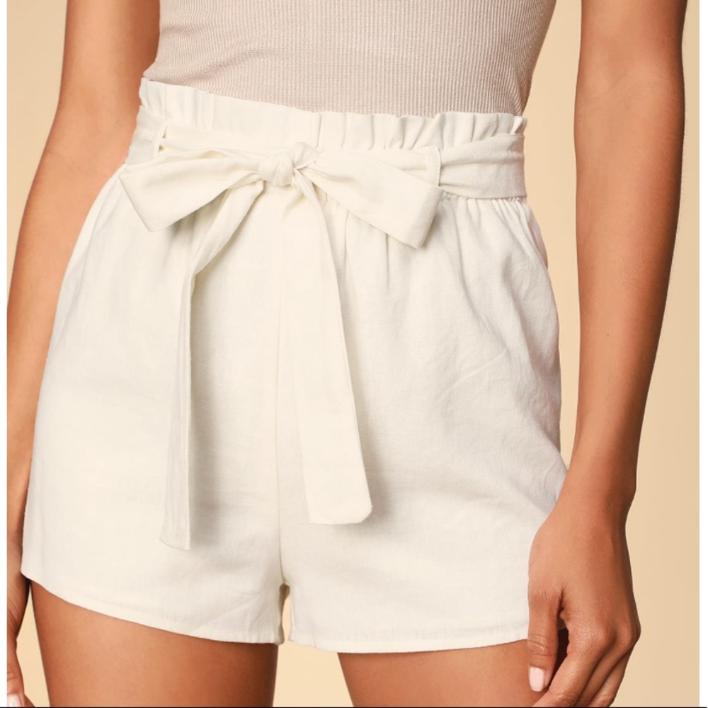 Lulus Jemima White Paper Bag Waist Shorts